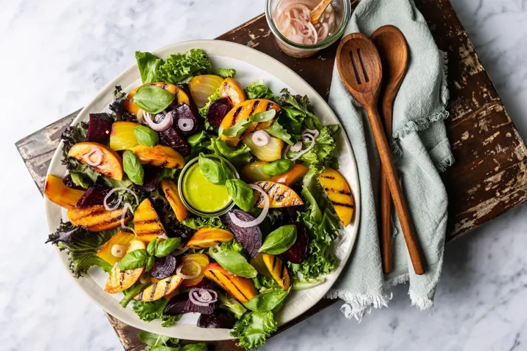 AIP BEET AND PEACH SALAD WITH HONEY CITRUS VINAIGRETTE